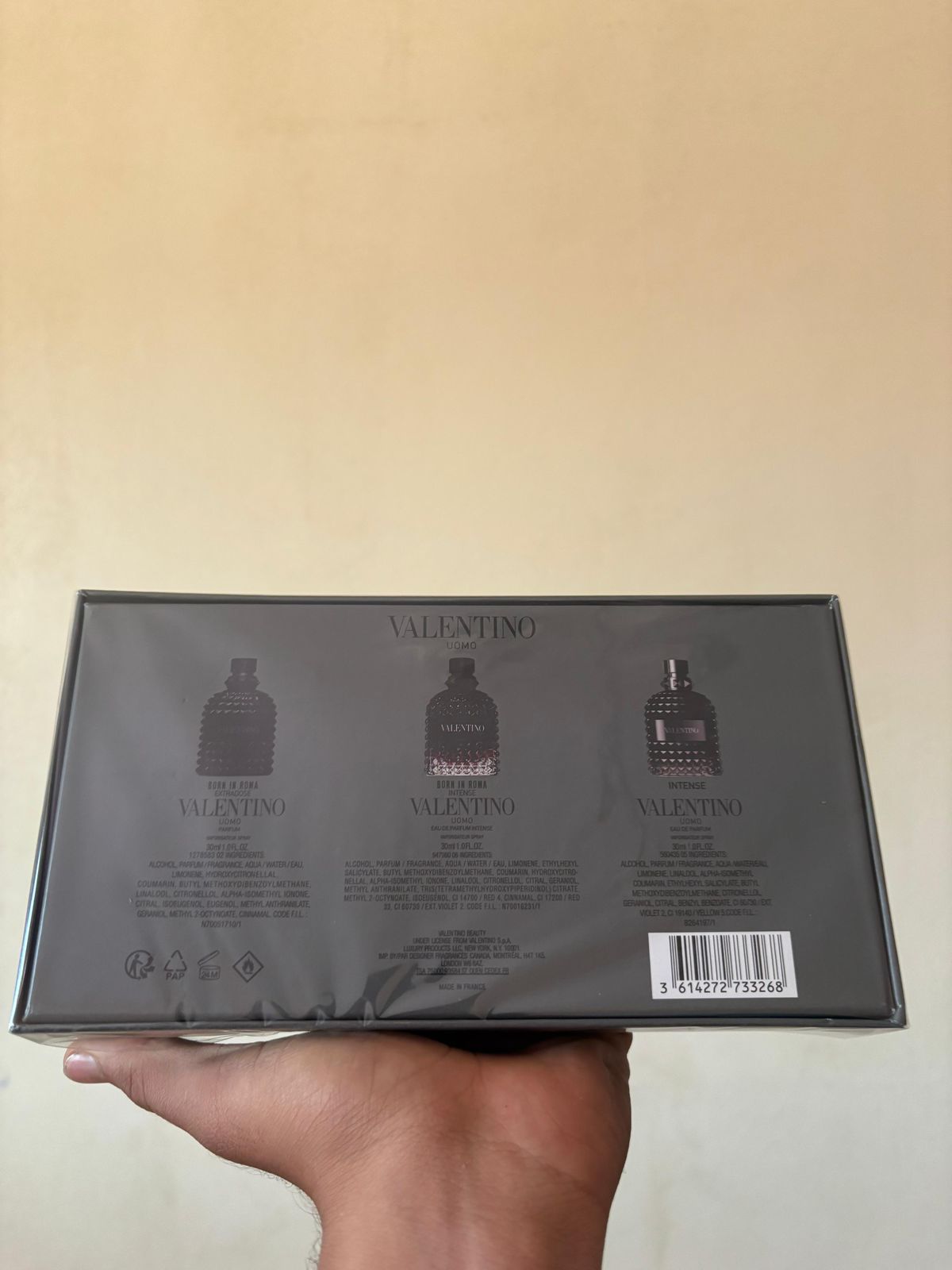Valentino Uomo Discovery Trio Set (Born in Roma Extradose, Born in Roma Intense, Valentino Uomo Intense) 3 x 30 ml